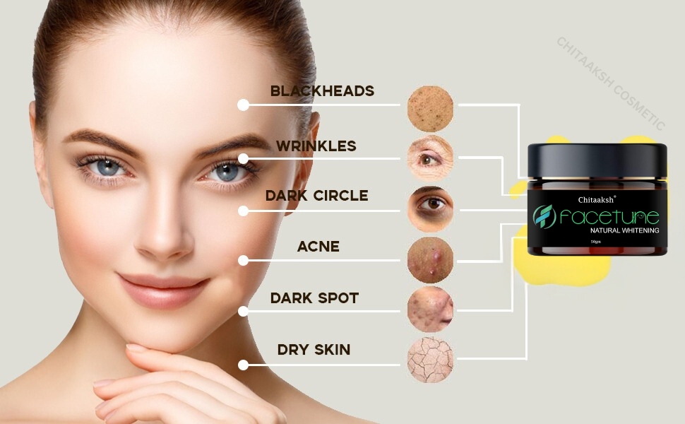Chitaaksh Facetune Natural Whitening Face Cream for Removing Dark Spot, Acne,Under Eye Dark Circles + Whitening dark knuckle (50 GM)