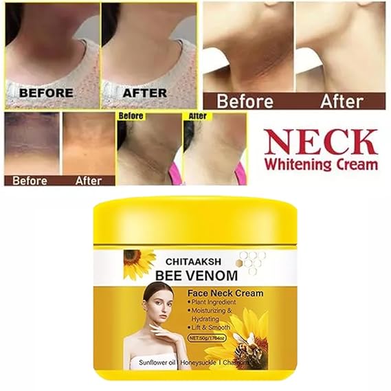Chitaaksh Bee Venom Face Neck Instant Brightening & Lightweight Glow Cream| Reduces Dark Spots Neck, Knees, Elbows,Dull Skin | All Skin Types (50 GM)