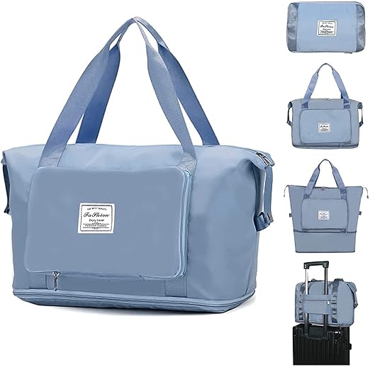 Xpandio Travel Duffel Bag,Sports Tote Gym Bag,Shoulder Weekender Overnight Bag for Women (Blue)