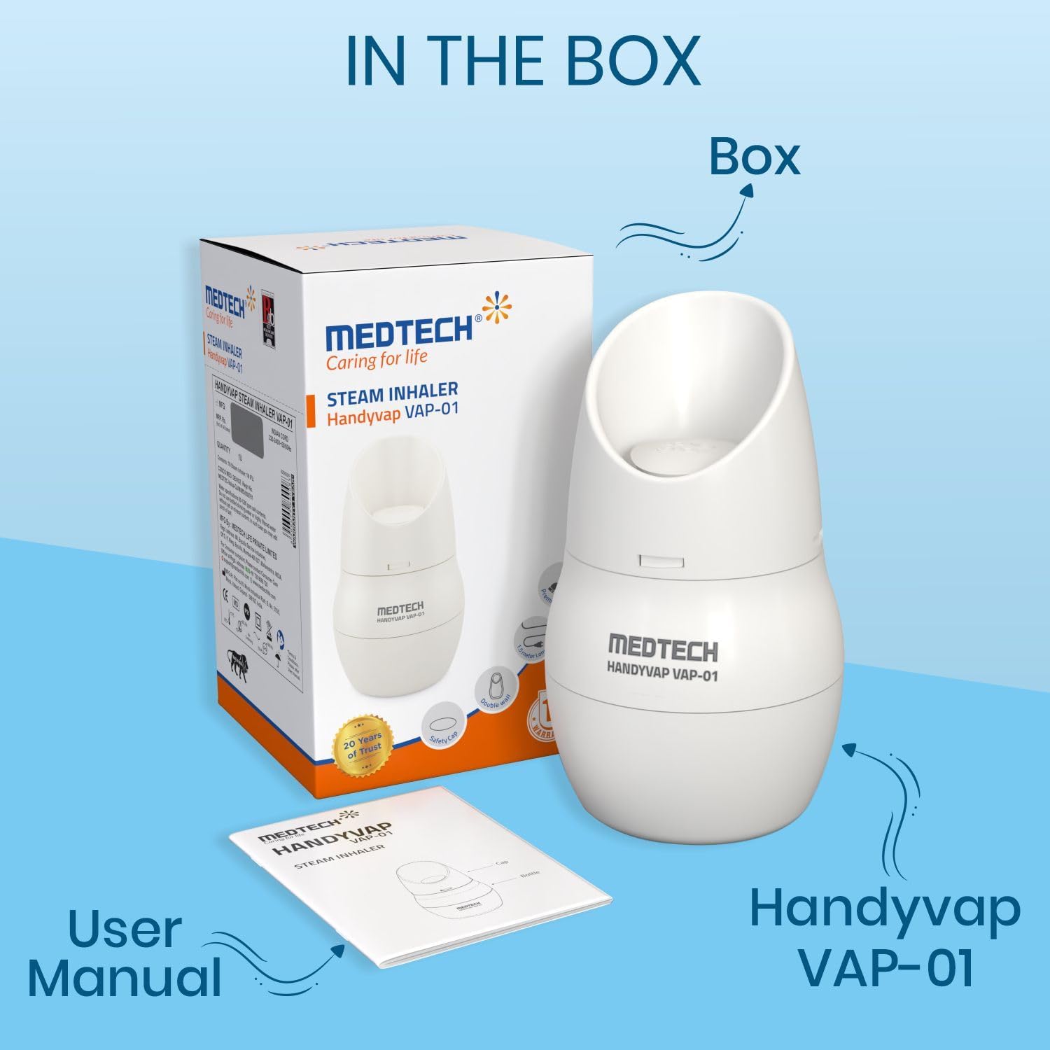 MEDTECH® 2 in 1 Vaporizer for Cold & Cough + Steamer for Face Steam | Steam Inhaler & Vaporizer Machine | Facial Steamer and Steam Inhaler for Cold, Cough & Sinus, Suitable for Men, Women & Kids | VAP01