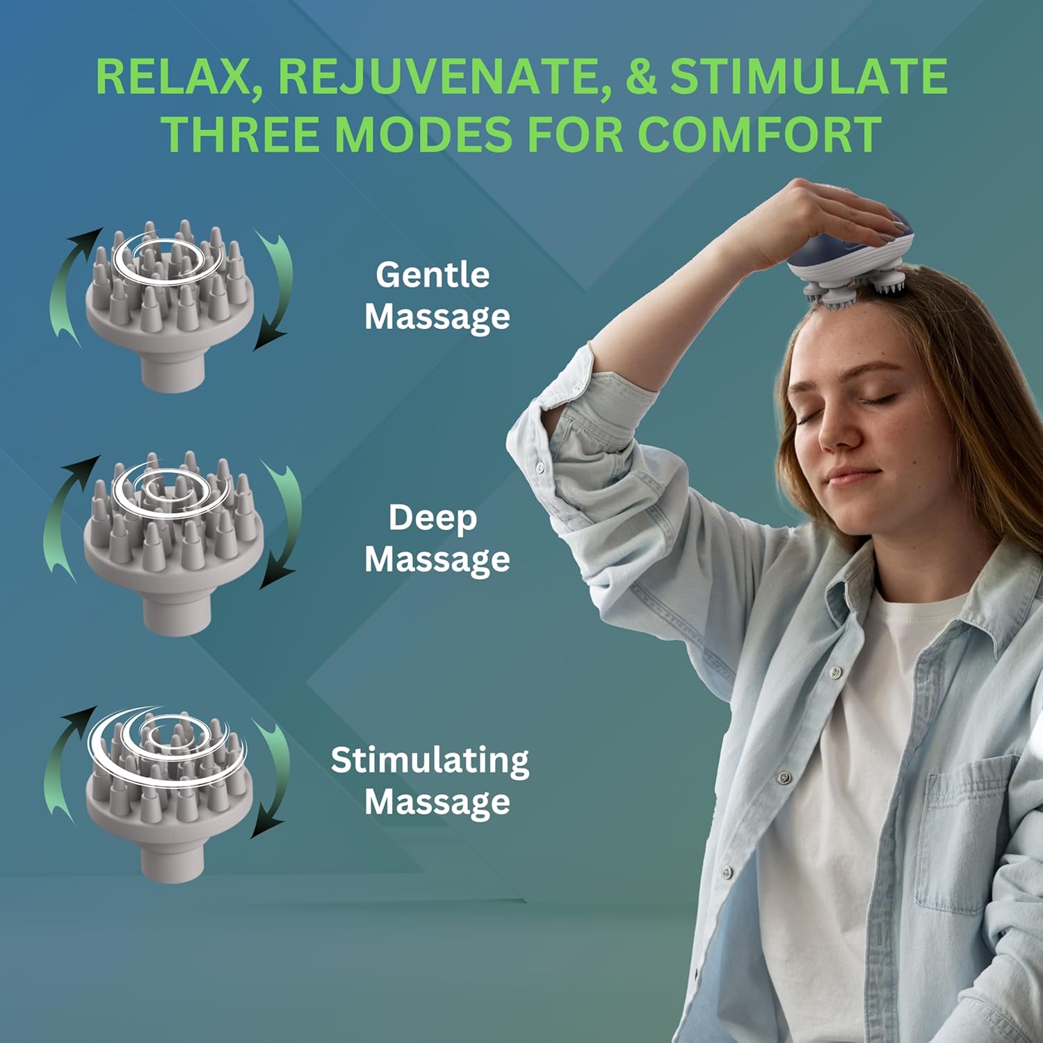 MEDTECH® Energize Electric Head Massager | Type-C Charging | Portable Head Massager for Hair Growth, Muscle Relaxation & Stress Relief | 3 Preset Modes
