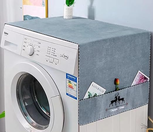 Zollyss Washing Machine Cover with Storage Pocket, Waterproof Dust Cover, (Grey)
