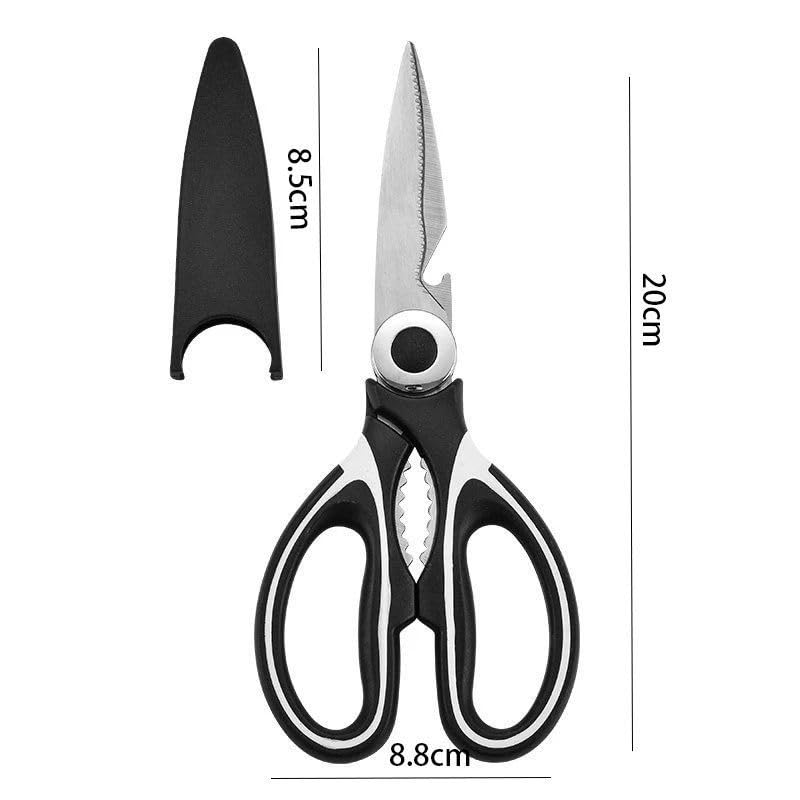HUISCO Kitchen Scissor for General Use, Heavy Duty Kitchen Raptor Meat Shears, Cooking Scissors, Stainless Steel Multi-Function Scissors for Food, Chicken, Poultry, Fish, Pizza, Herbs (PACK OF 1)