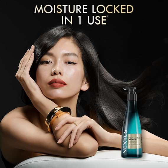 Nexxus Promend Moisture Collagenizing Sulfate-Free Deep Bond Repair For Dry Hair 250 ml | 2.3 X Smoother | 57% Less Frizz | Luxury White Rose Fragrance Profile