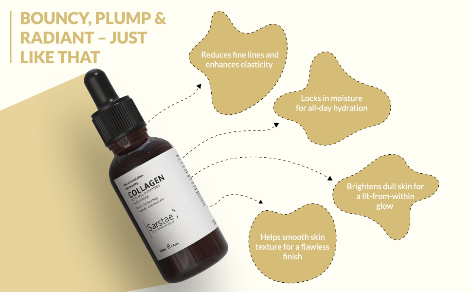 Sarstae Collagen Face Serum for Glass Finish skin | Intense hydration, glowing & dewey look for makeup base & regular skicare serum | Korean Skincare | 30ml