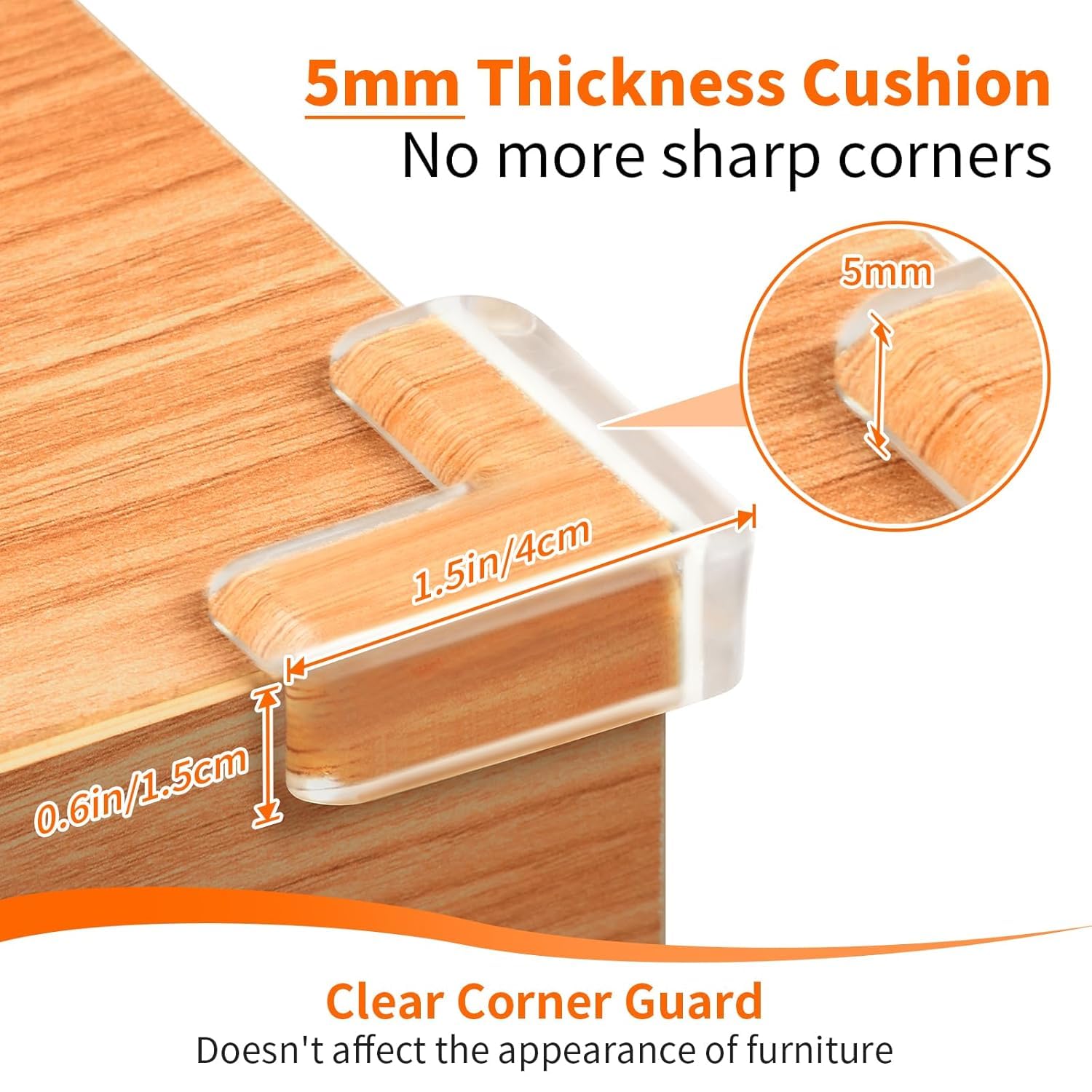 Zollyss Baby Proofing Edge & Corner Guards, 12 Pack, 5mm Silica Gel Cushion, L-Shaped Furniture Protectors, 4 cm x 1.5 cm, Clear