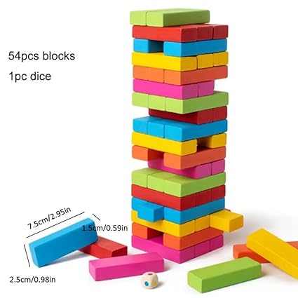 Niwlix Colorful Tumbling Tower Block Game, Wooden Stacking Game
