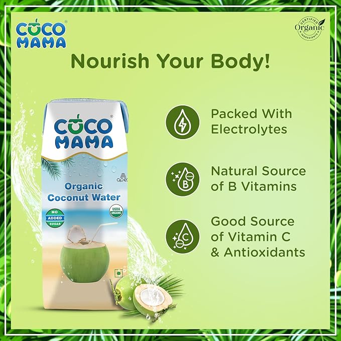 Coco Mama Organic Coconut Water, 250ml| Pack of 6| Enriched With Electrolytes & Anti-Oxidants
