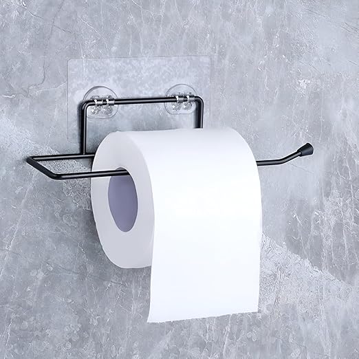 Zollyss Adhesive Paper Towel Holder, Wall Mounted, Black, 23L X 5H cm, No Drill Installation