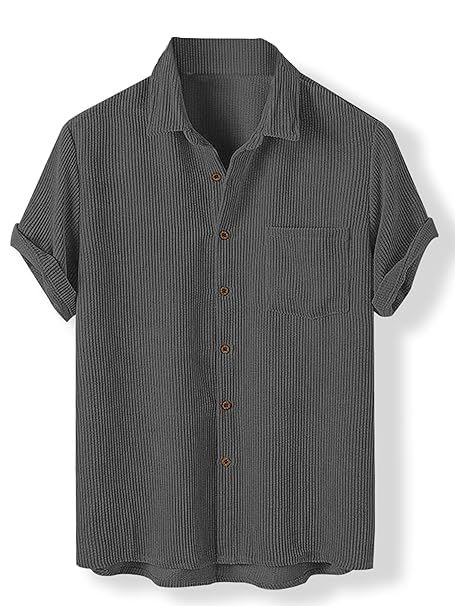 Noble Monk Mens Polyester Solid Casual Shirt |Half Sleeve