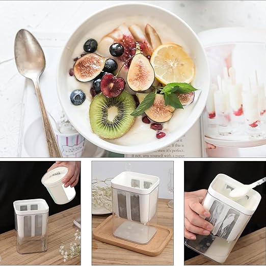ESSPY Greek Yogurt & Curd Maker - 1100ml Fine Mesh Strainer with Lid | Multifunctional Yoghurt Filter
