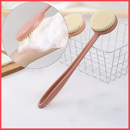 Xpandio 1 Pc Bath Brush Back Scrubber with Soft Bristles Long Handle Bathing, Spa Body Massage-Random Color