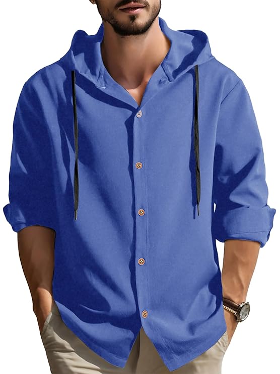 Noble Monk Men's Relax Fit Hooded Shirt