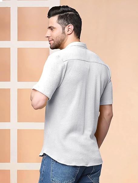 Noble Monk Mens Polyester Solid Casual Shirt |Half Sleeve