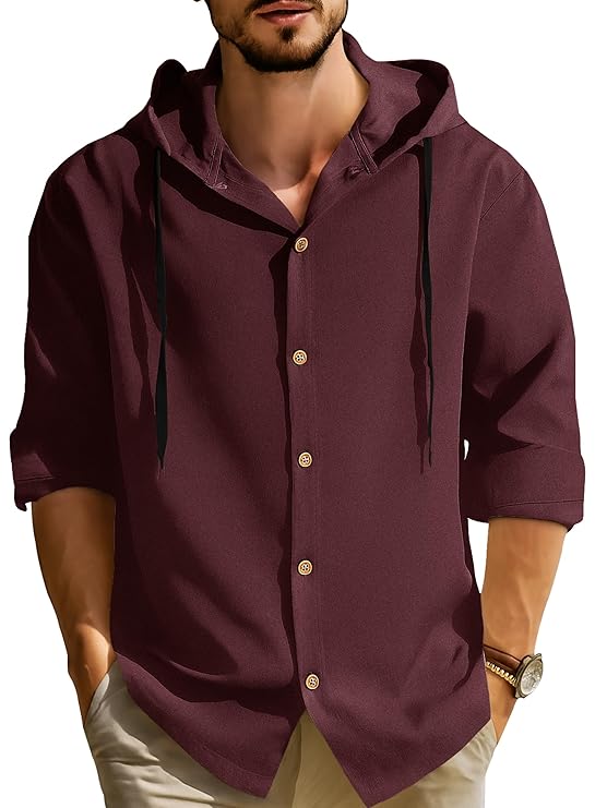 Noble Monk Men's Relax Fit Hooded Shirt