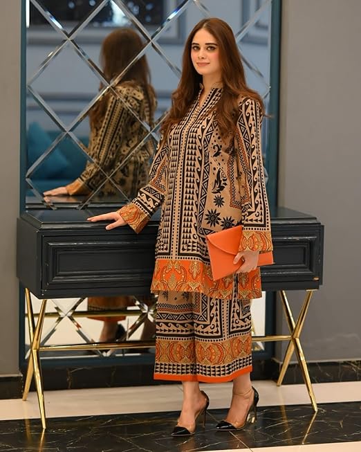 ANNI DESIGNER Women's Rayon Viscose Printed Straight Kurta with Palazzo