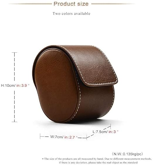 Zolyss Luxury Watch Travel Case, Brown Leather, Roll Organizer with Snap Closure (1 Slot)