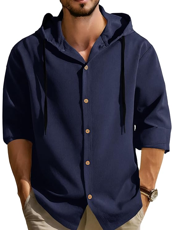 Noble Monk Men's Relax Fit Hooded Shirt
