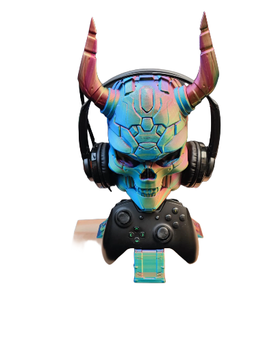 Support de casque et manette en forme de crâne