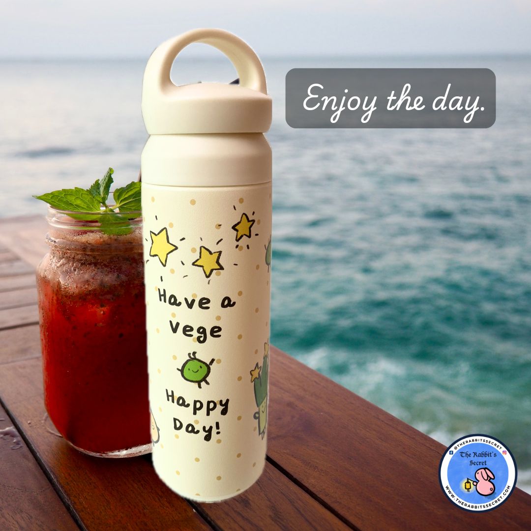 Happy Vege Day 500ml Thermal Flask Insulated Water Bottle