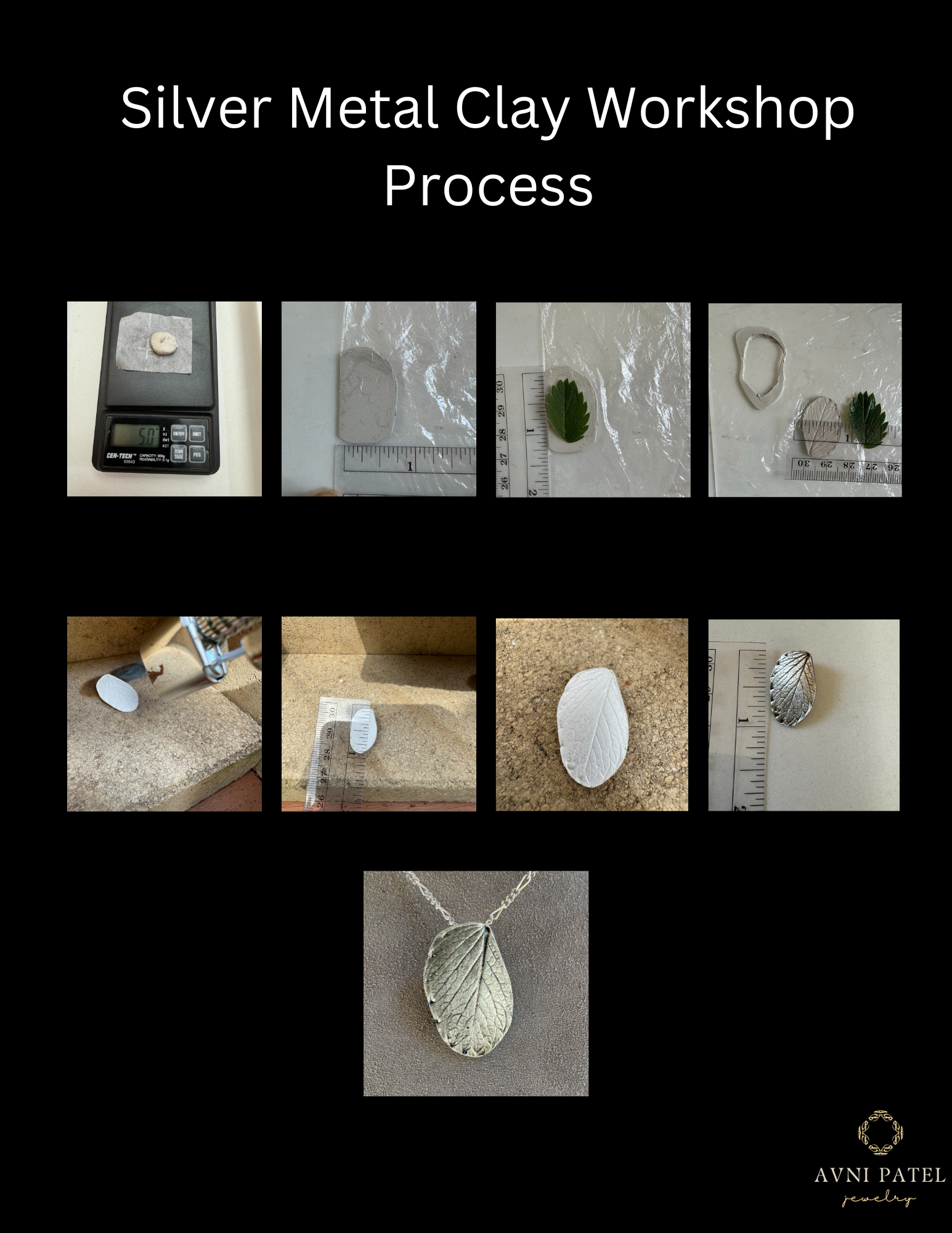 Handmade Press Leaf Silver Metal Clay Pendant, Oct 27th and Oct 2nd  Sign up at Bower art center, Bedford, VA