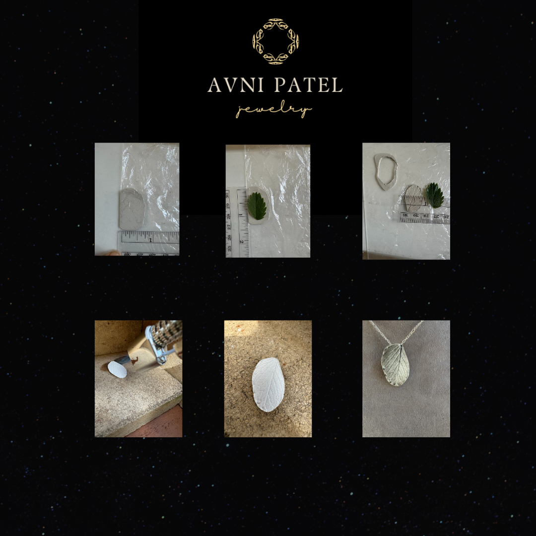 Handmade Press Leaf Silver Metal Clay Pendant