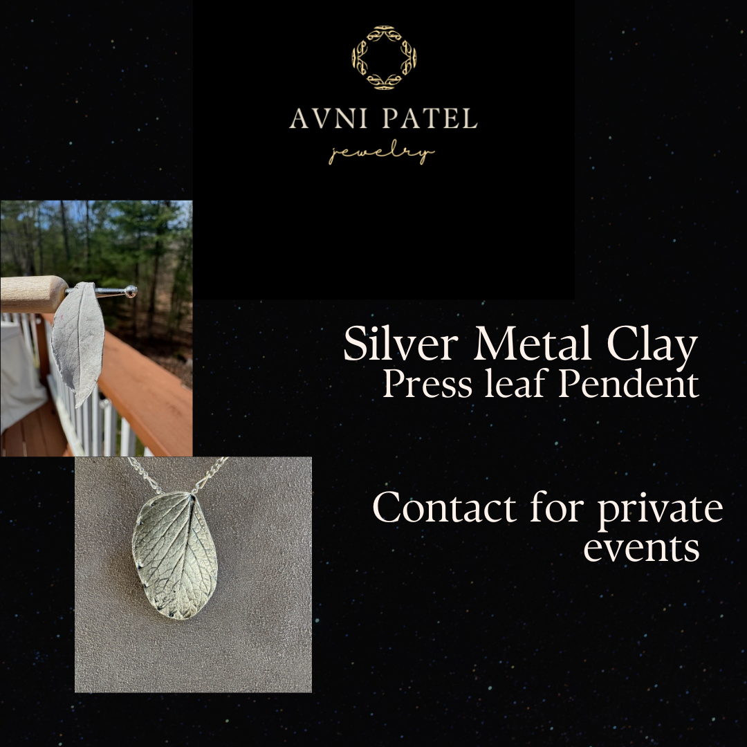Handmade Press Leaf Silver Metal Clay Pendant