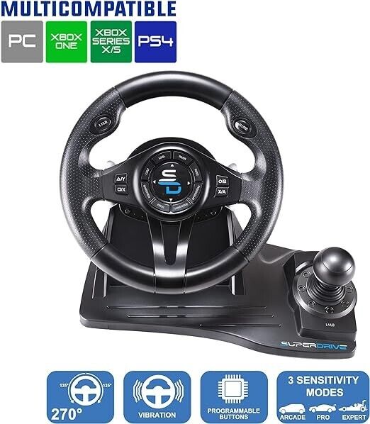 Superdrive Gs550 Ensemble Volant Et Pédales - Filaire - Pour PC PS3 PS4 Xbox One