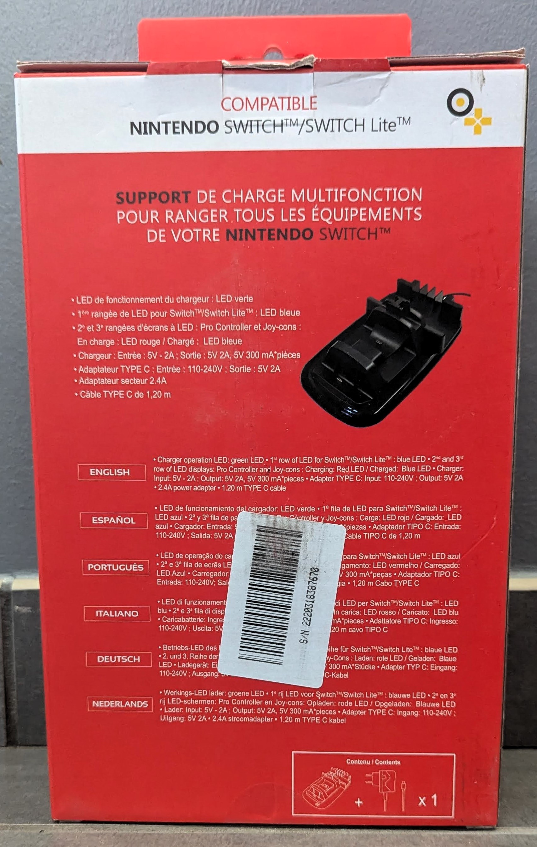 Support de charge multifonction et chargeur USB-C pour Nintendo Switch