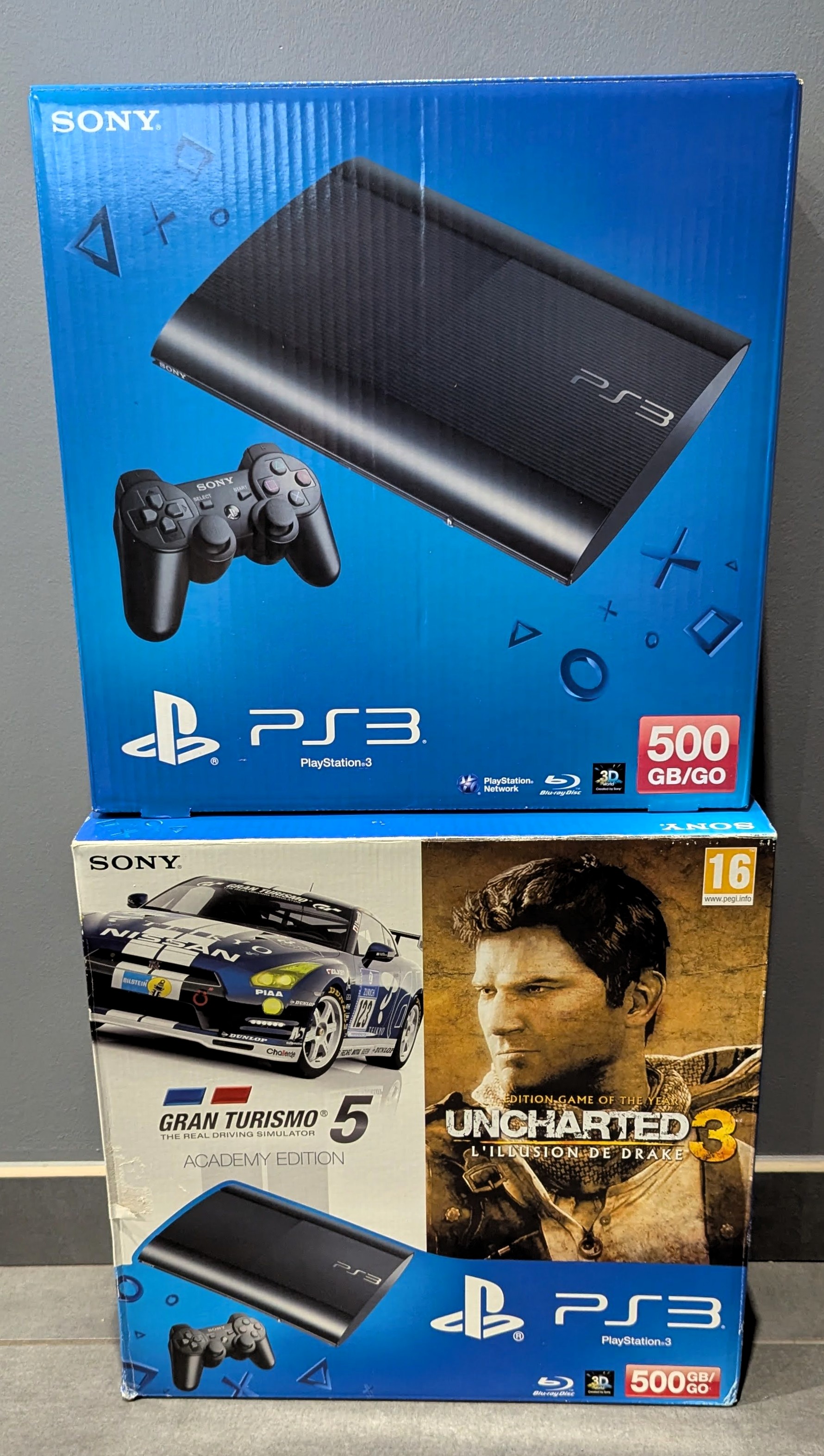 Pack Console PS3 Ultra slim 500 Go Noire - Unchated 3 - GT5