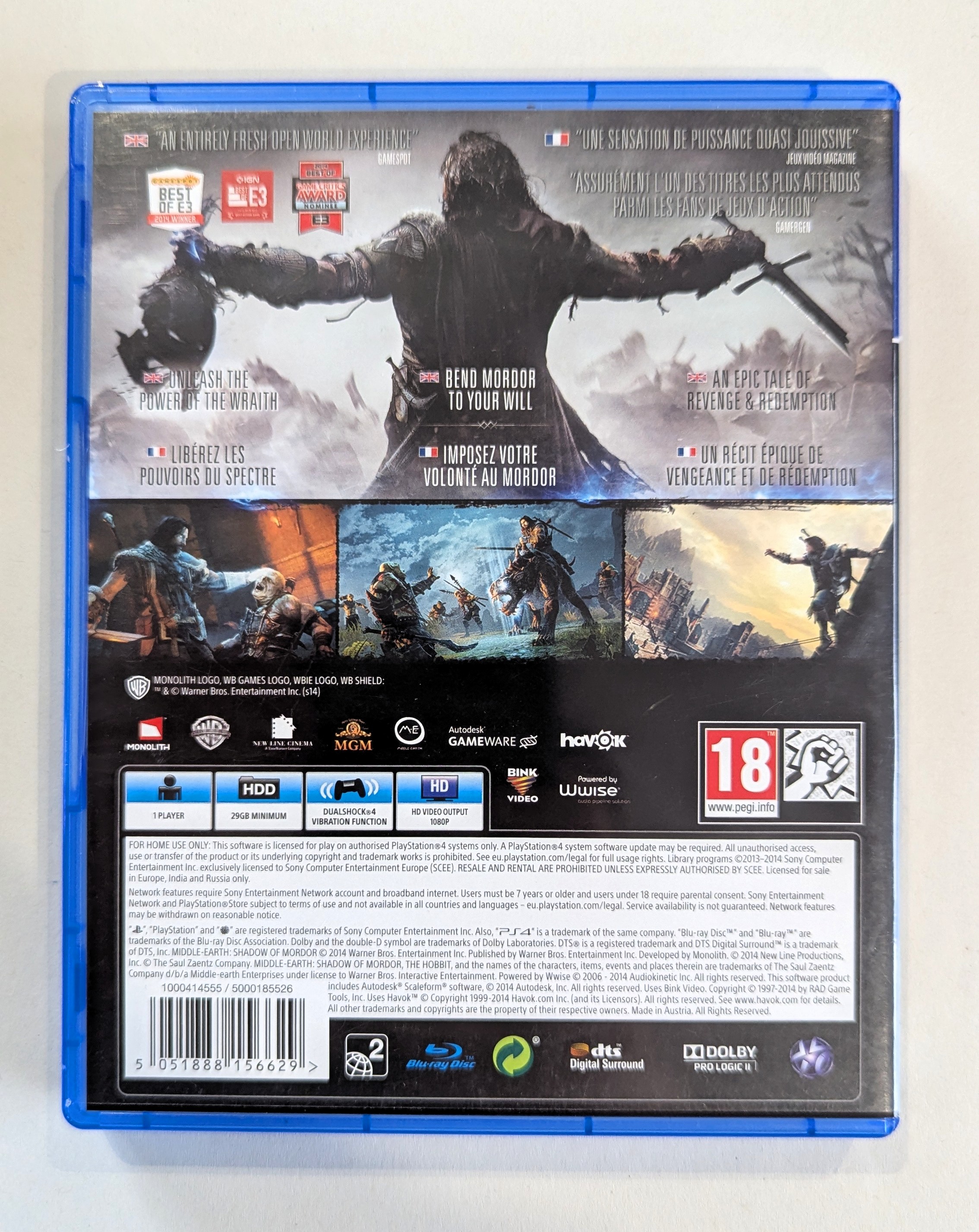 Middle Earth : Shadow of Mordor PS4