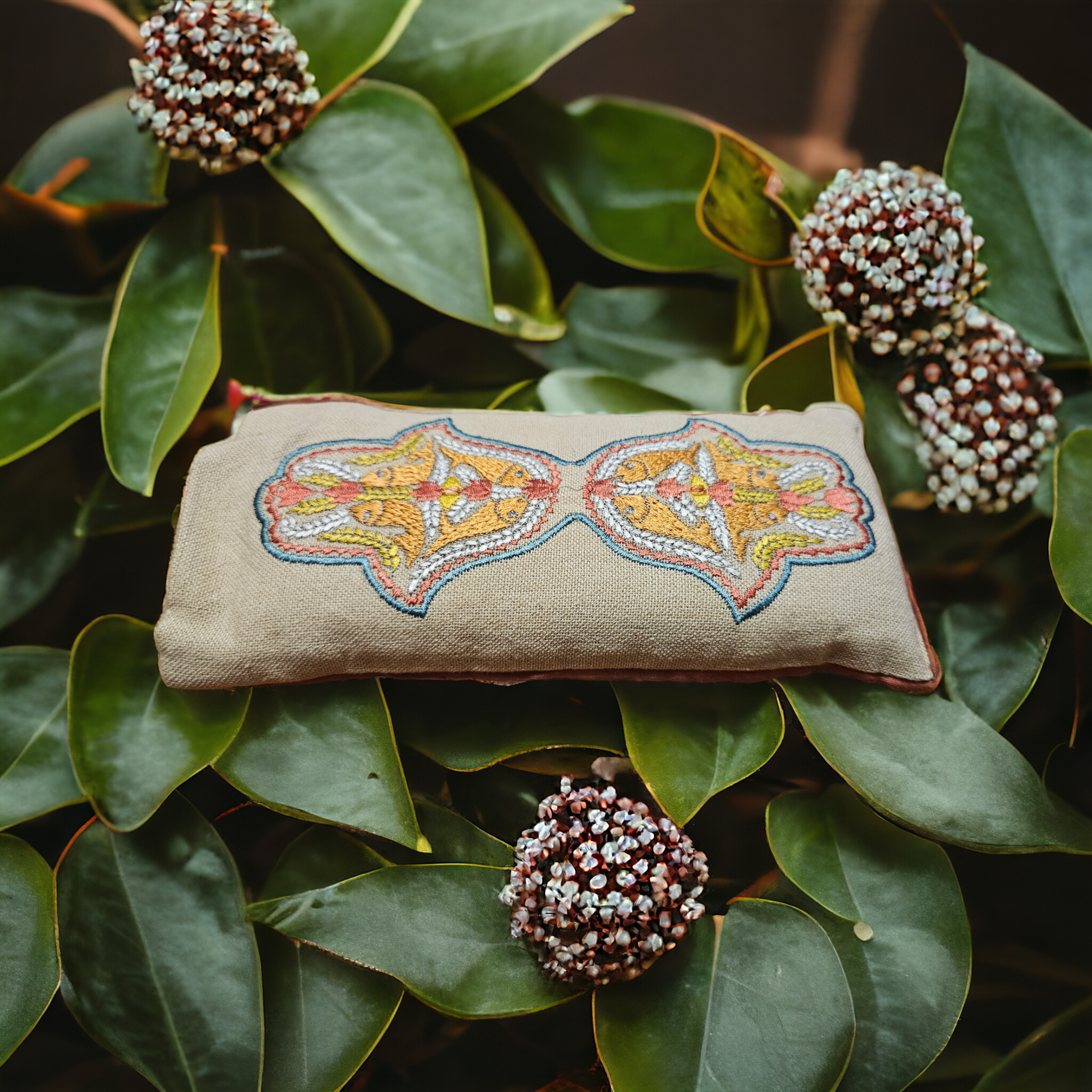 Eye Pillow with Flaxseed & Lavender oil - Hamsa Hand Embroidered