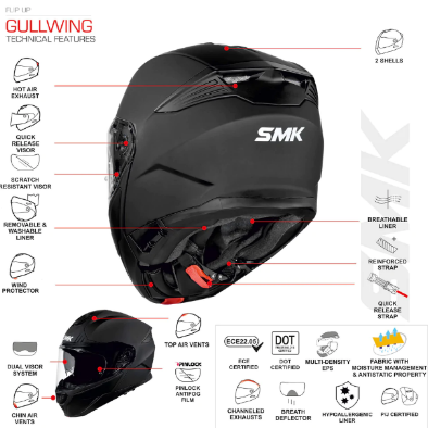 SMK GULLWING GL 200 MODULINIS MOTO ŠALMAS