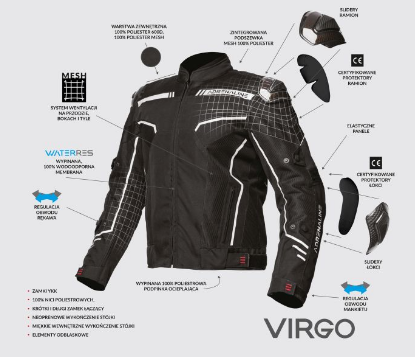 SPORTINIO STILIAUS ADRENALINE VIGRO TEKSTILINĖ MOTO STRIUKĖ