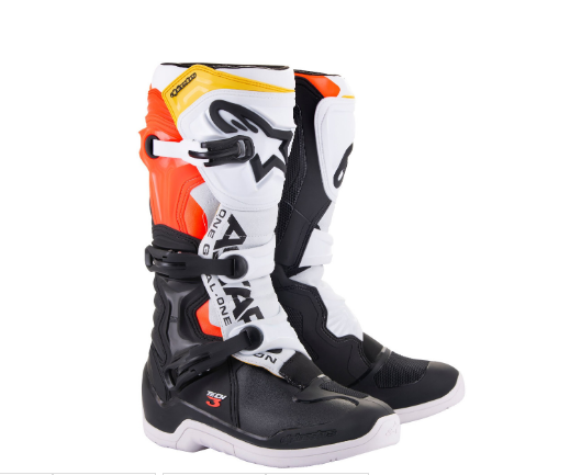 ALPINESTARS TECH 3 BLK WH RD FL YE MOTOKROSINIAI/ENDURO BATAI