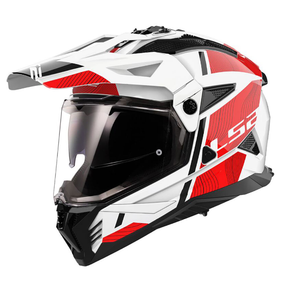 LS2 MX702 PIONEER II HILL BALTAS/ RAUDONAS KROSINIS ŠALMAS