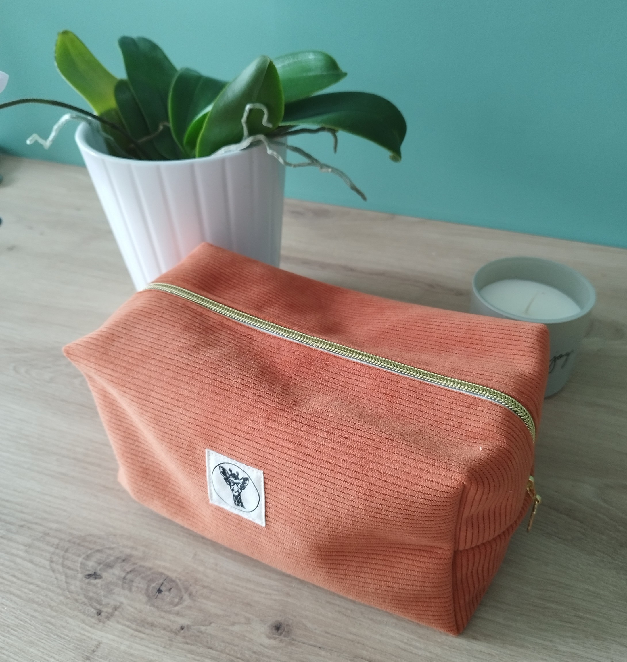 Trousse de toilette COSMIQ en velours orange