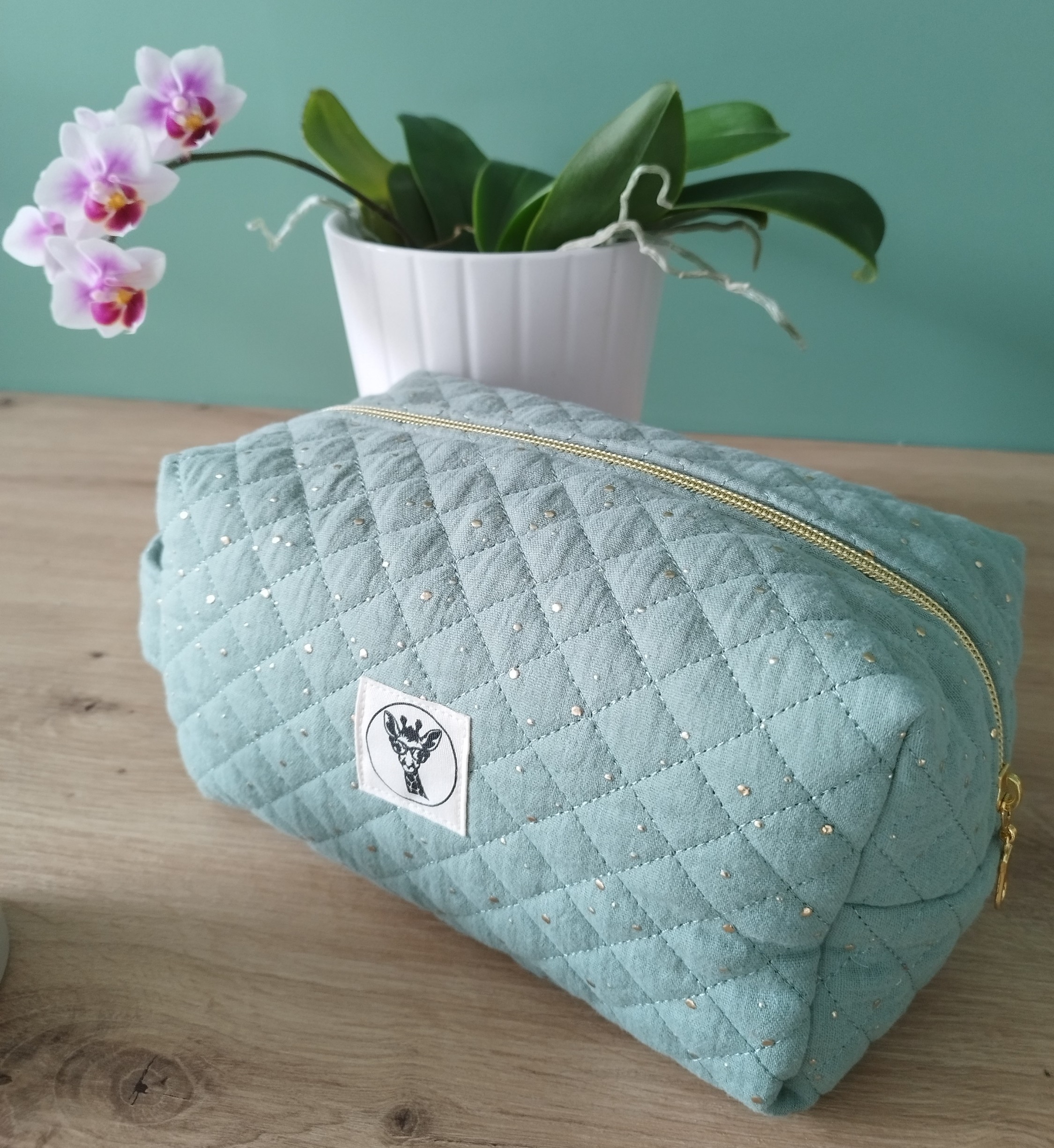 Trousse de toilette COSMIQ en tissu vert