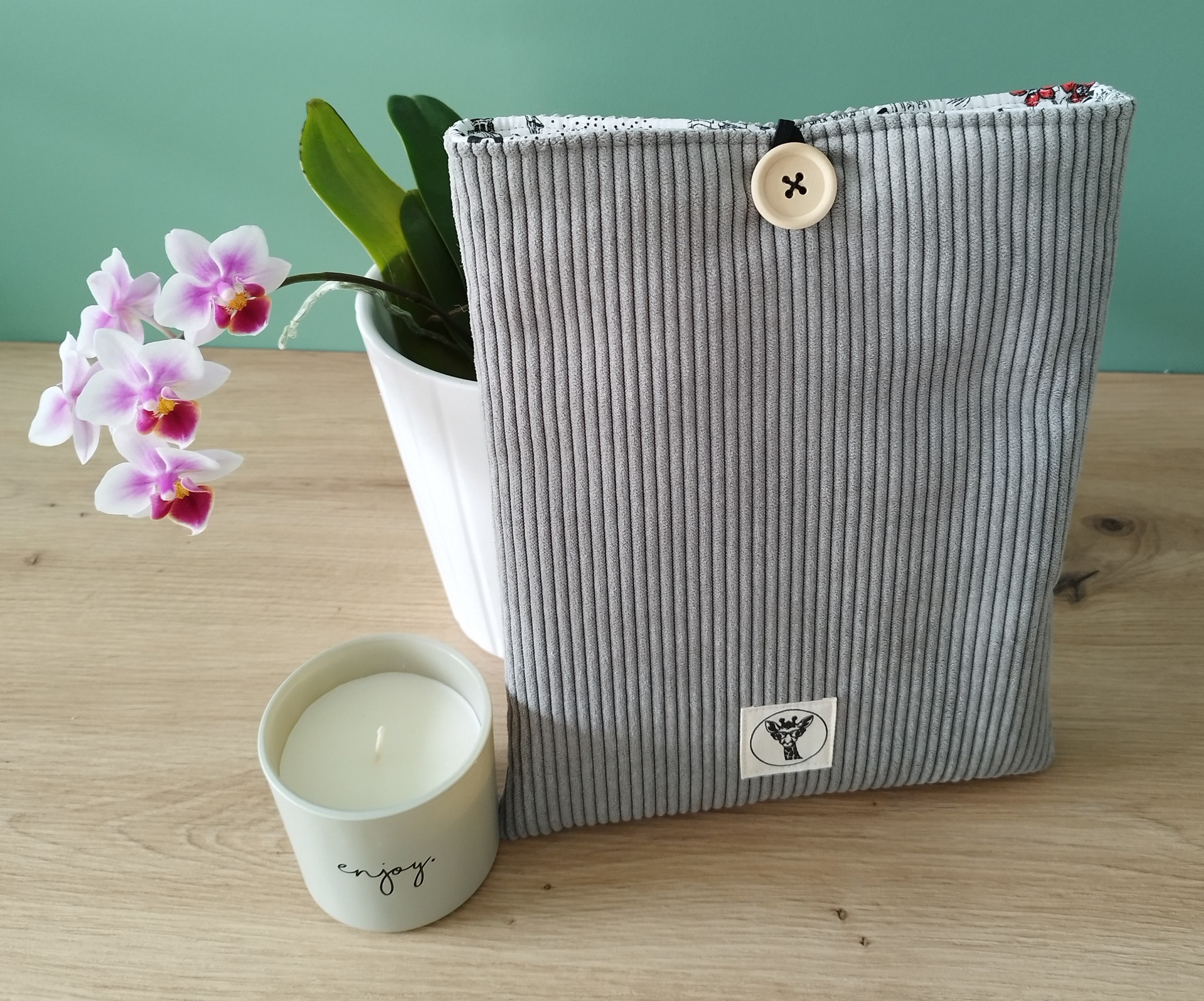 Housse tablette ou livré broché ASTRA en velours gris