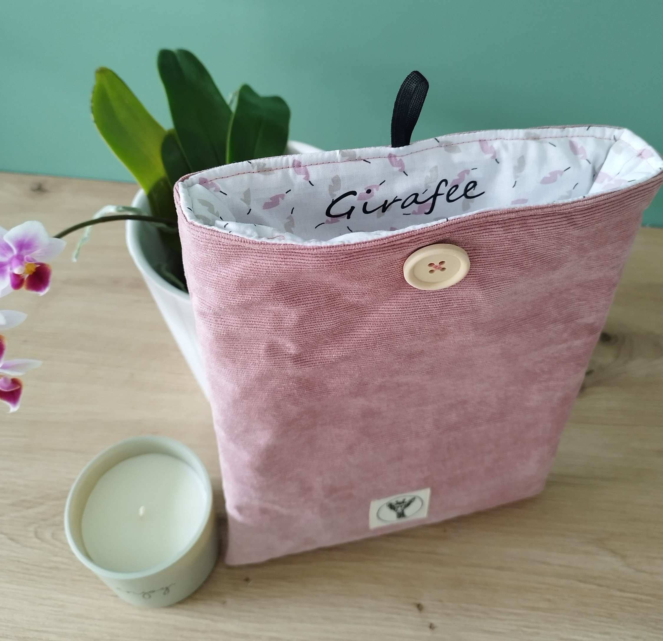 Housse tablette ou livré broché ASTRA en velours rose pâle