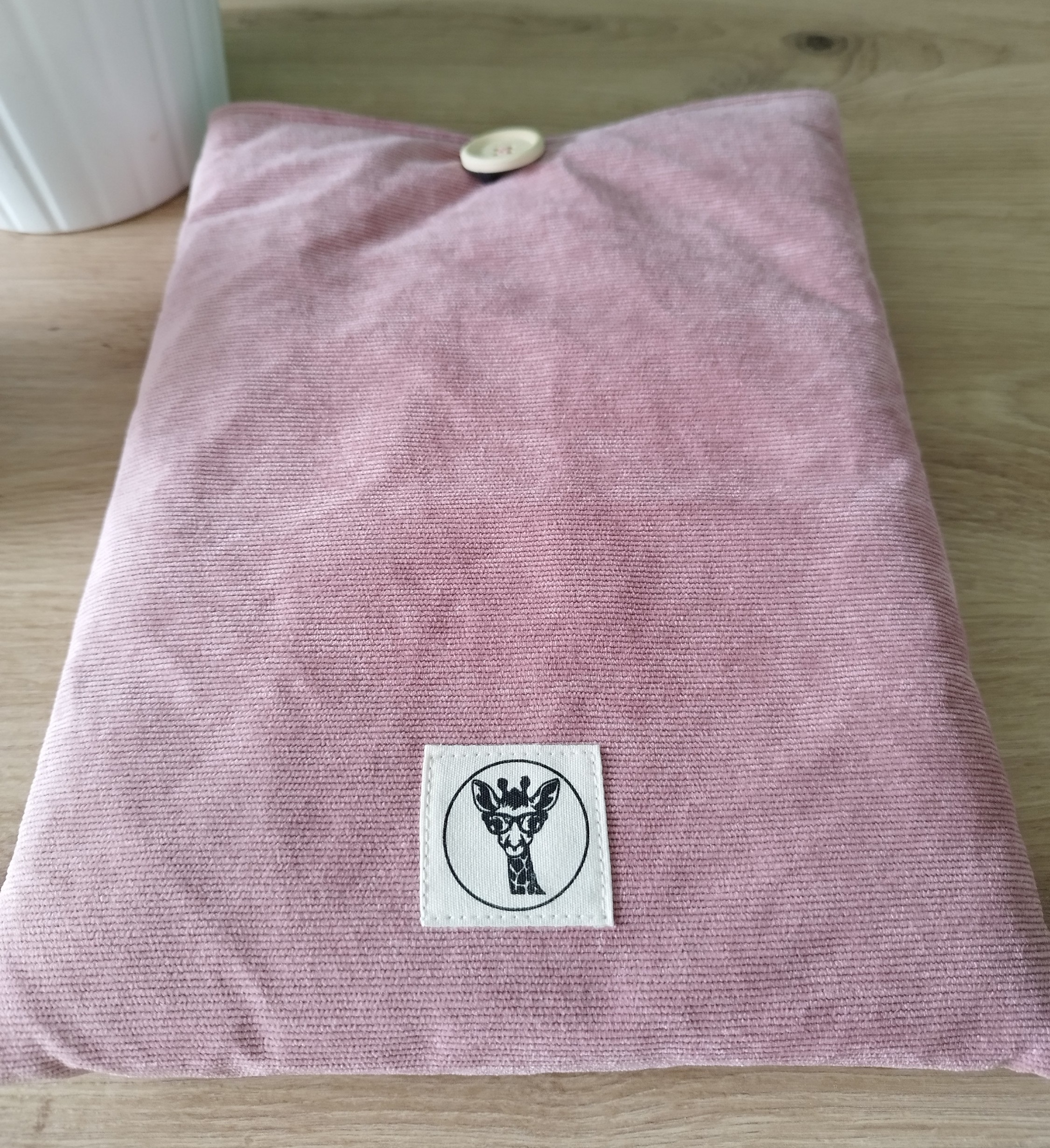 Housse tablette ou livré broché ASTRA en velours rose pâle