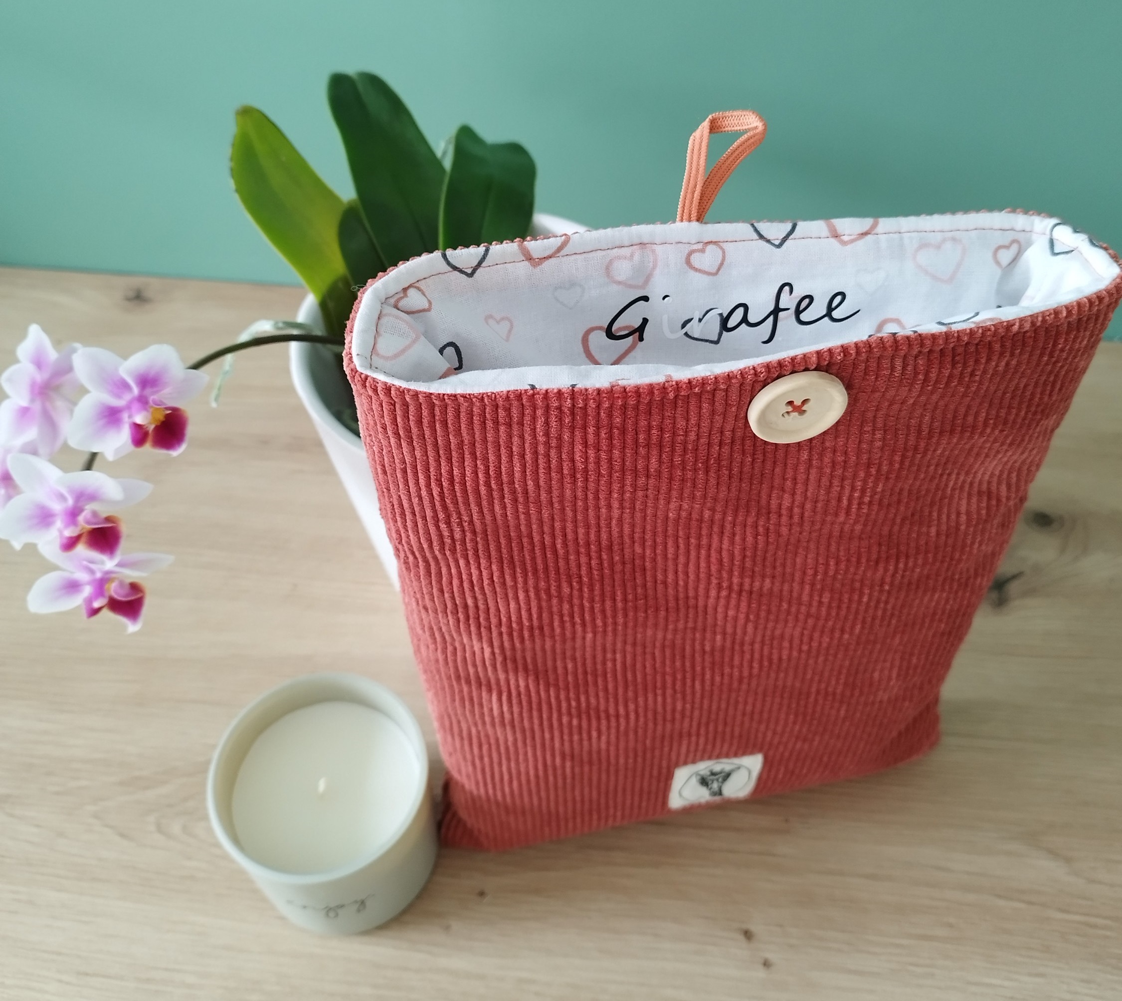 Housse tablette ou livré broché ASTRA en velours saumon