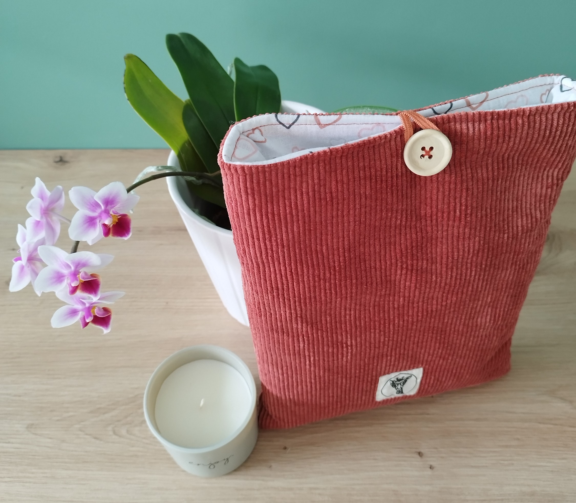 Housse tablette ou livré broché ASTRA en velours saumon