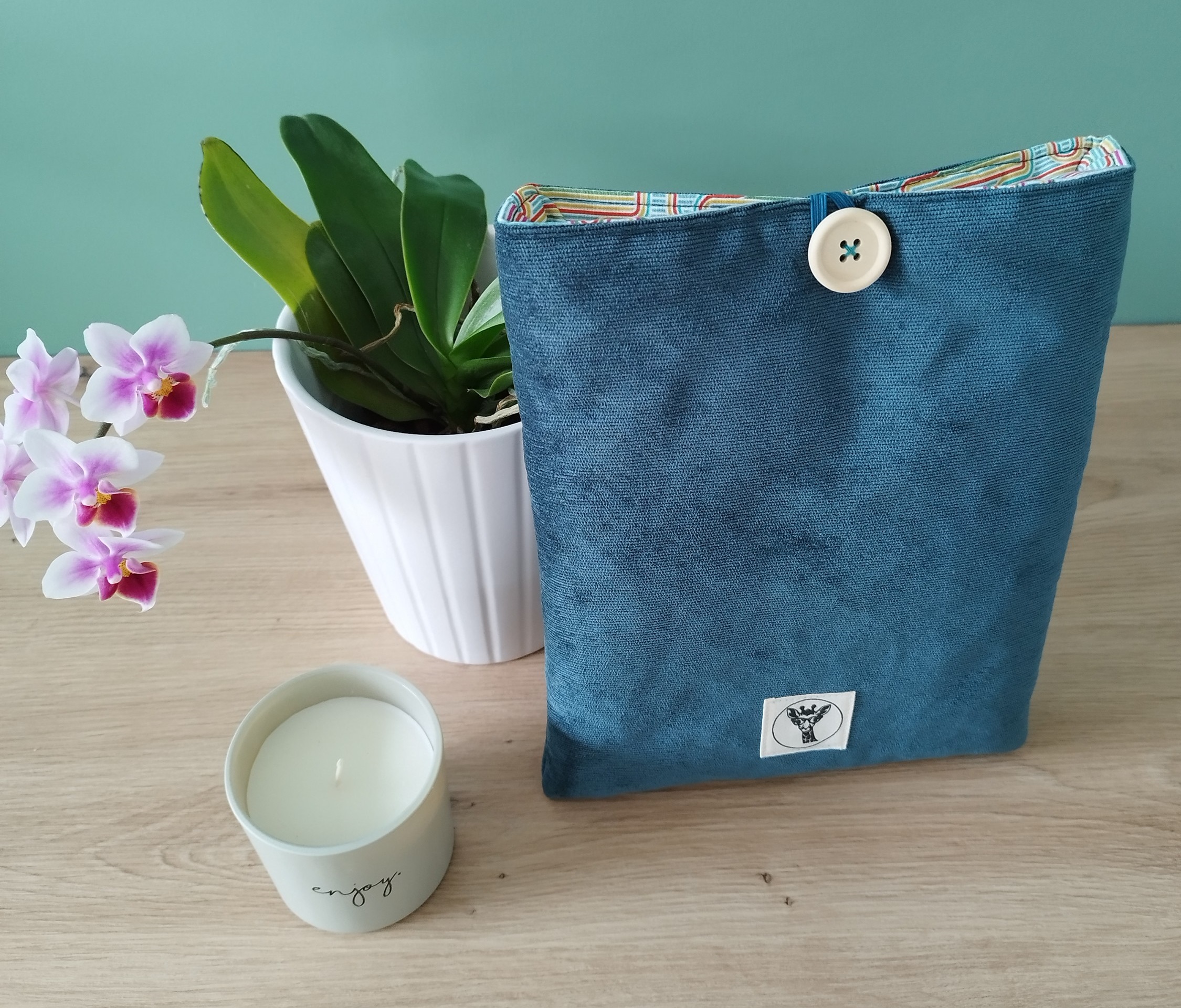 Housse tablette ou livré broché ASTRA en velours vert émeraude