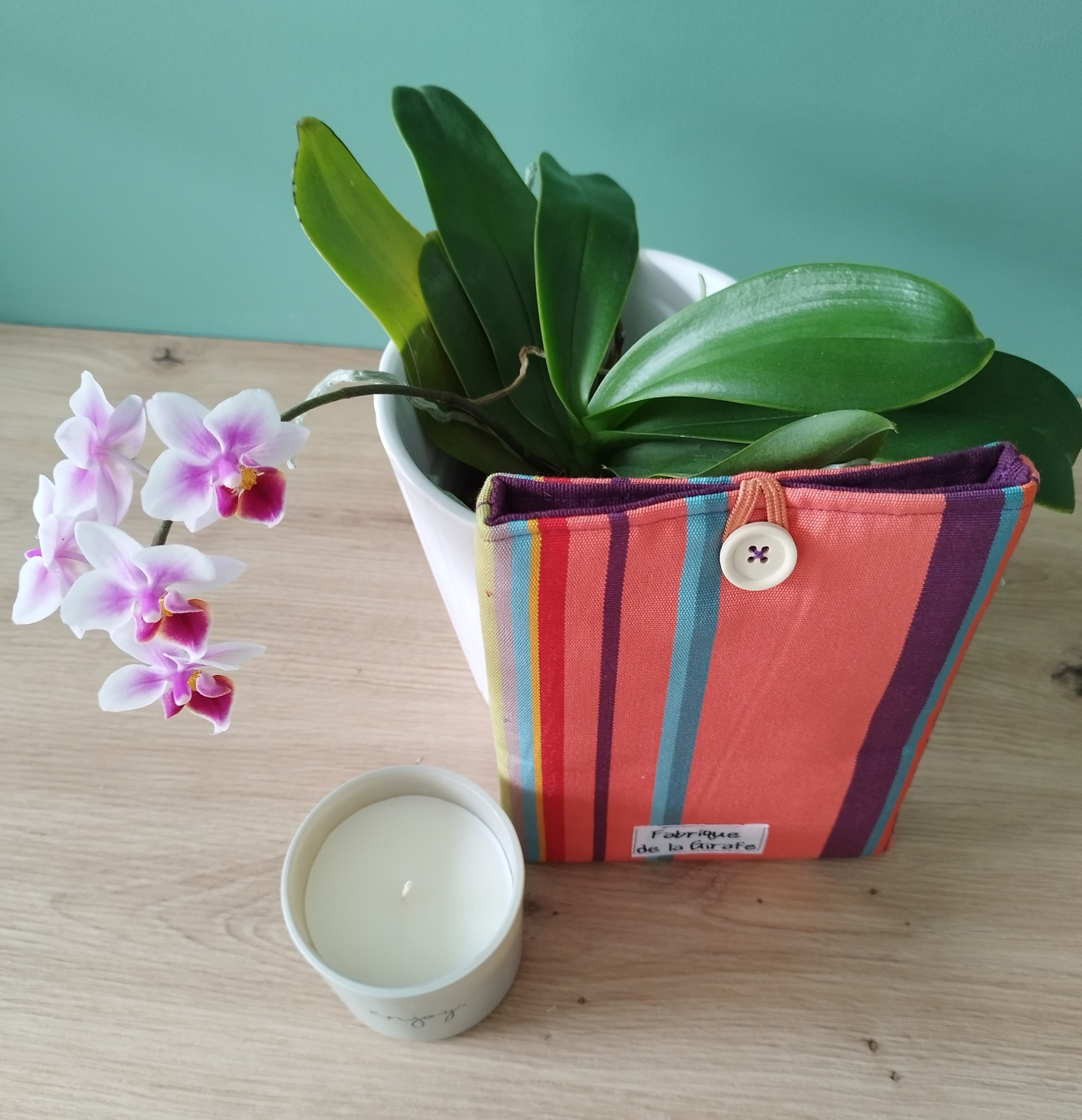 Housse liseuse ou livre de poche ECHO en tissu multicolore rayé