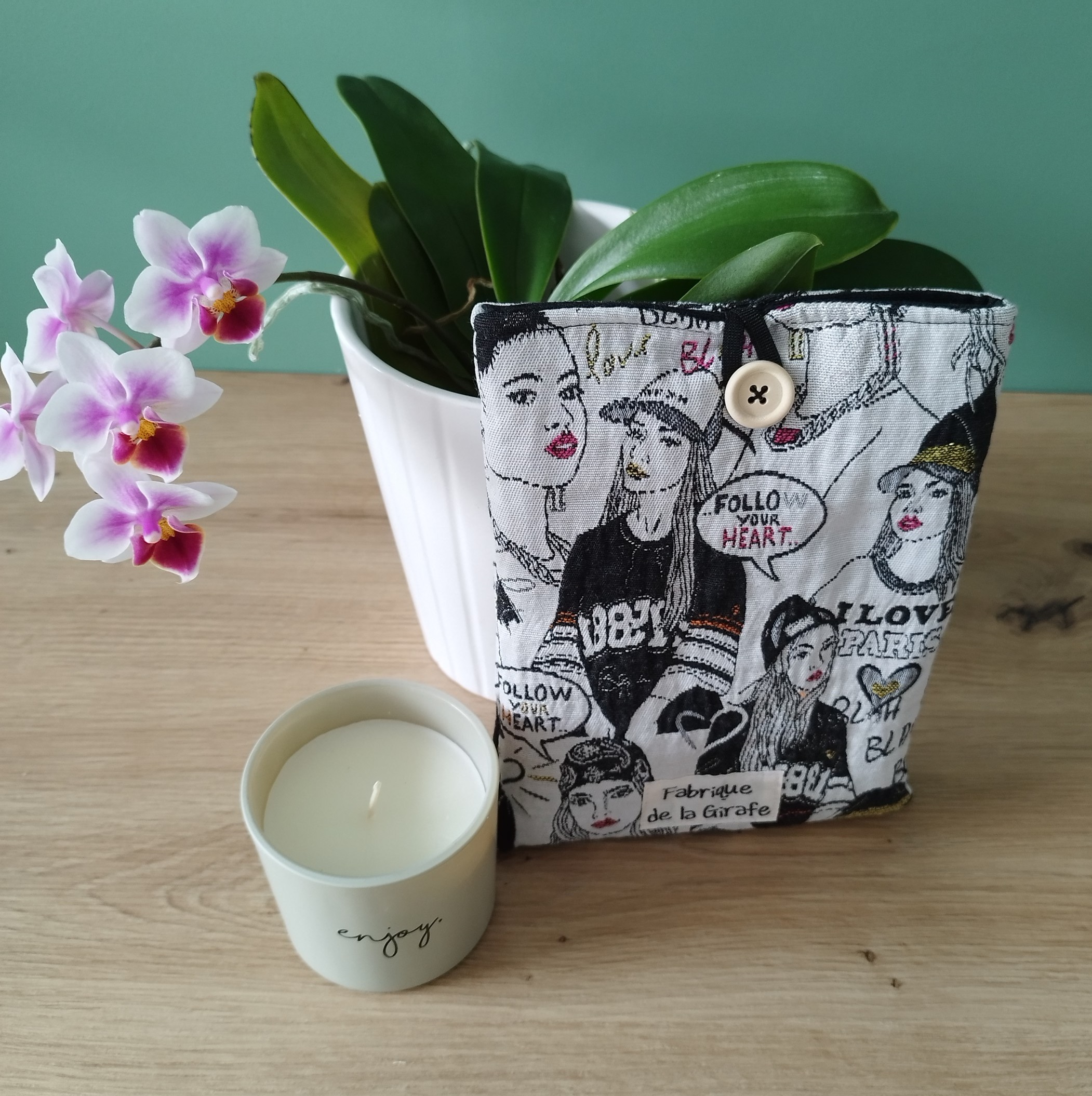 Housse liseuse ou livre de poche ECHO en tissu "Follow your heart"