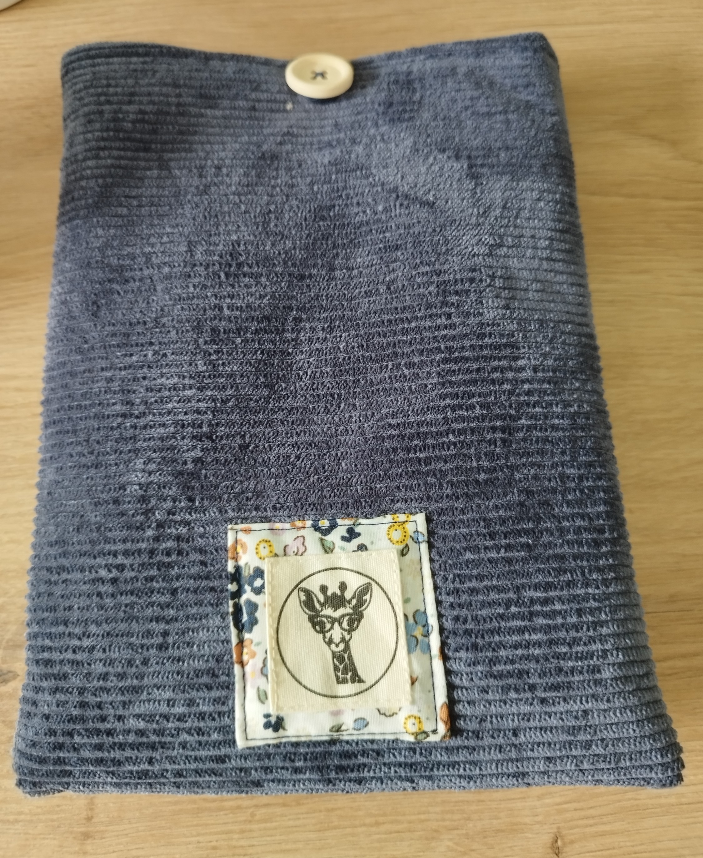 Housse liseuse ou livre de poche ECHO en velours bleu ardoise