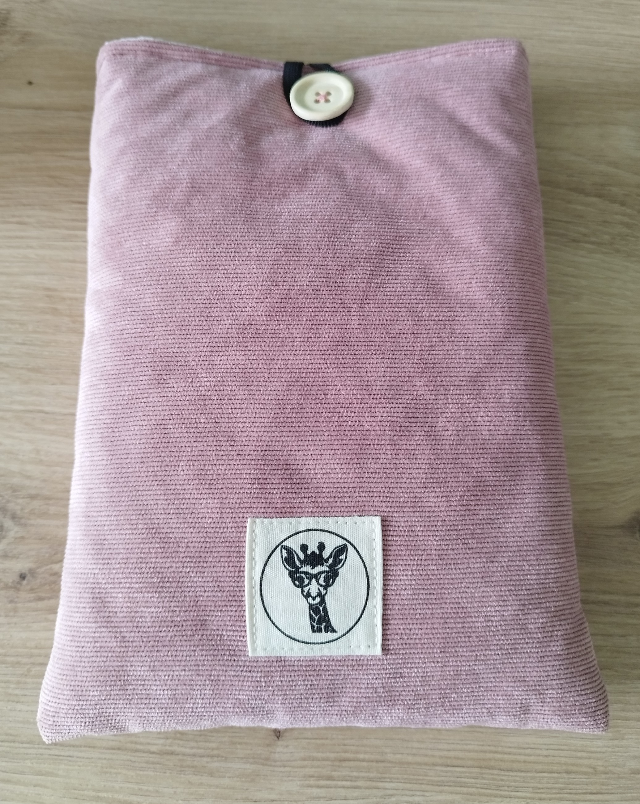 Housse liseuse ou livre de poche ECHO en velours rose pâle