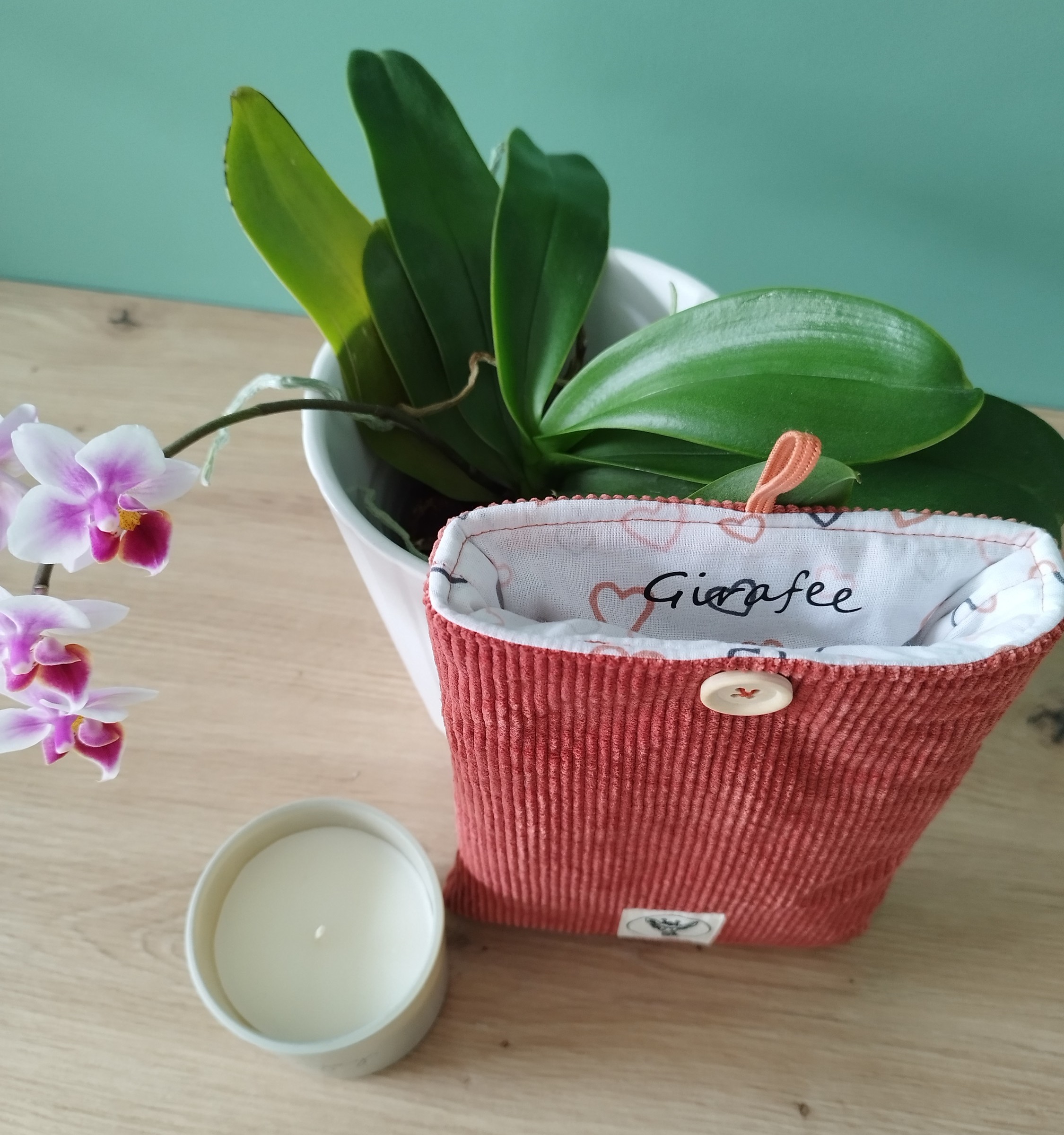 Housse liseuse ou livre de poche ECHO en velours saumon