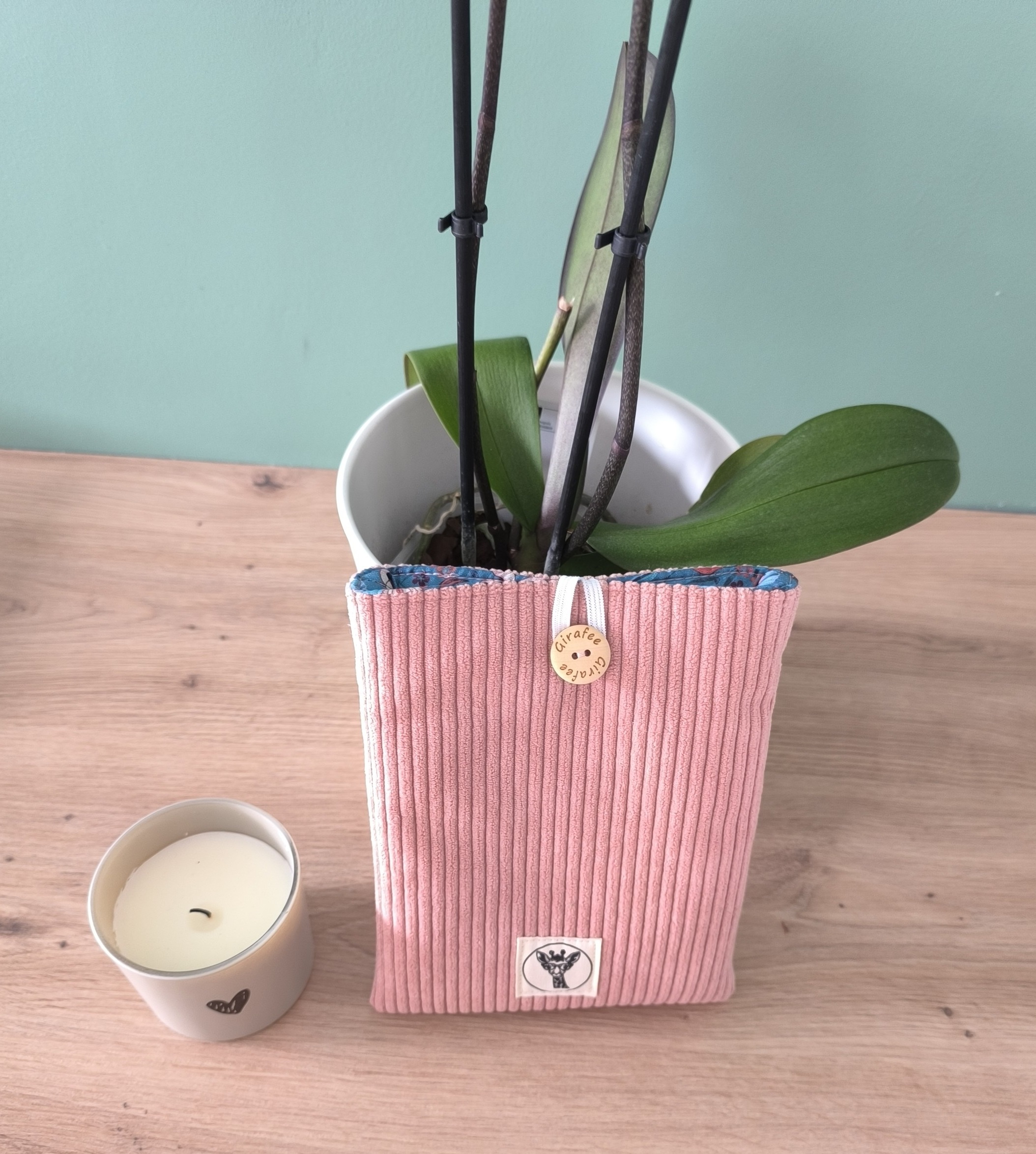 Housse liseuse ou livre de poche ECHO en velours rose